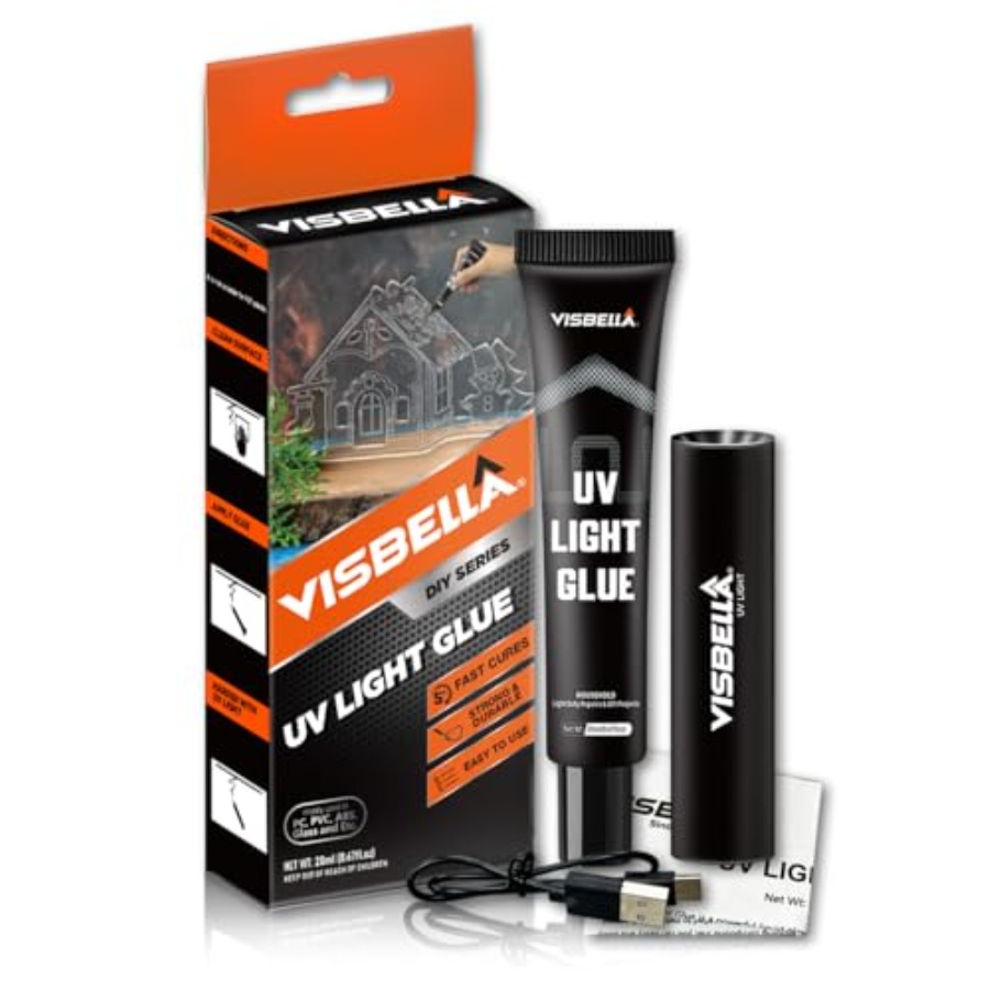 Liquid Uv Glue Kit - ชุดเรซิ่นกาว UV พร้อมหลอดไฟ กาวเหลวสำหรับงานฝีมือ แห้งภายในไม่กี่วินาที ใช้สำหรับซ่อมแซม