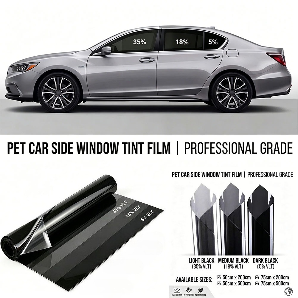 Glass Protector Auto - ฟิล์มติดกระจกรถยนต์กันแสงแบบ VLT 2 ม./5 ม. 5/18/35