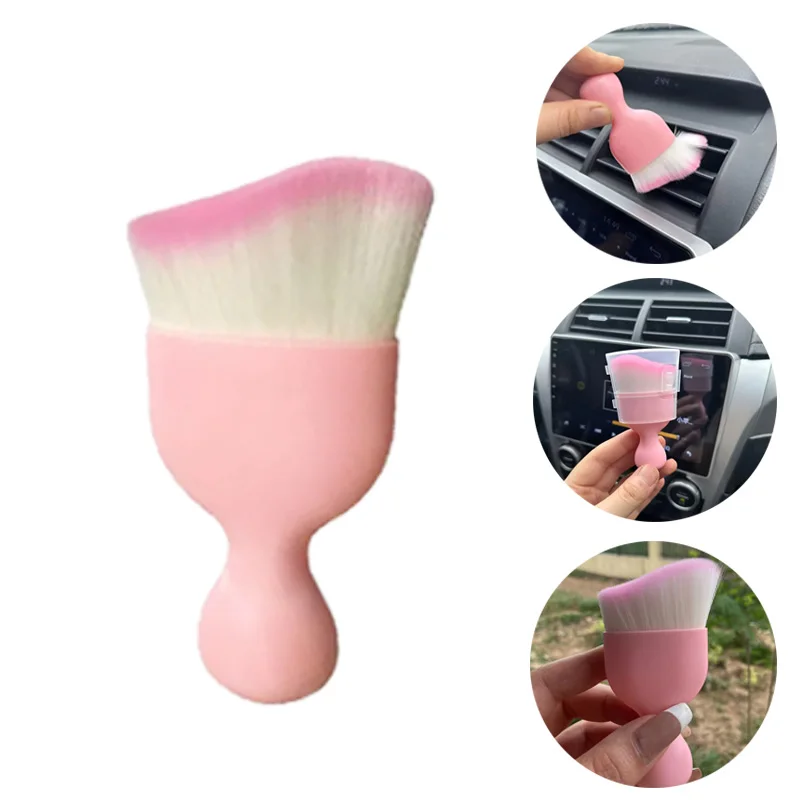 Dust Removal Sticker - 1/3/5PCS สีชมพูรถแปรงกําจัดฝุ่นเครื่องปรับอากาศแปรงทําความสะอาด Air Outlet Gap กําจัดฝุ่นเครื่องมือทําความสะอาดภายใน