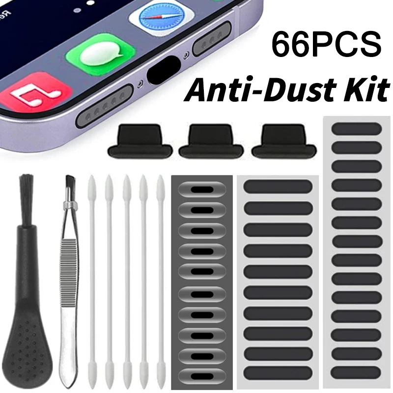 Dust Removal Sticker - 66PCS ปลั๊กฝุ่นลําโพงโทรศัพท์ป้องกันฝุ่นสติกเกอร์ตาข่าย Universal สําหรับ iPhone 16