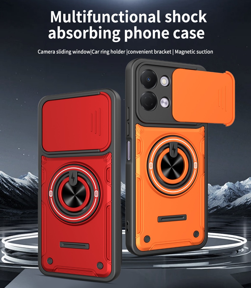 Camera Lens Protector - ตัวป้องกันเลนส์กล้องแบบเลื่อน 360 องศา ° เคสโทรศัพท์พร้อมที่วางแหวนสำหรับ Tecno