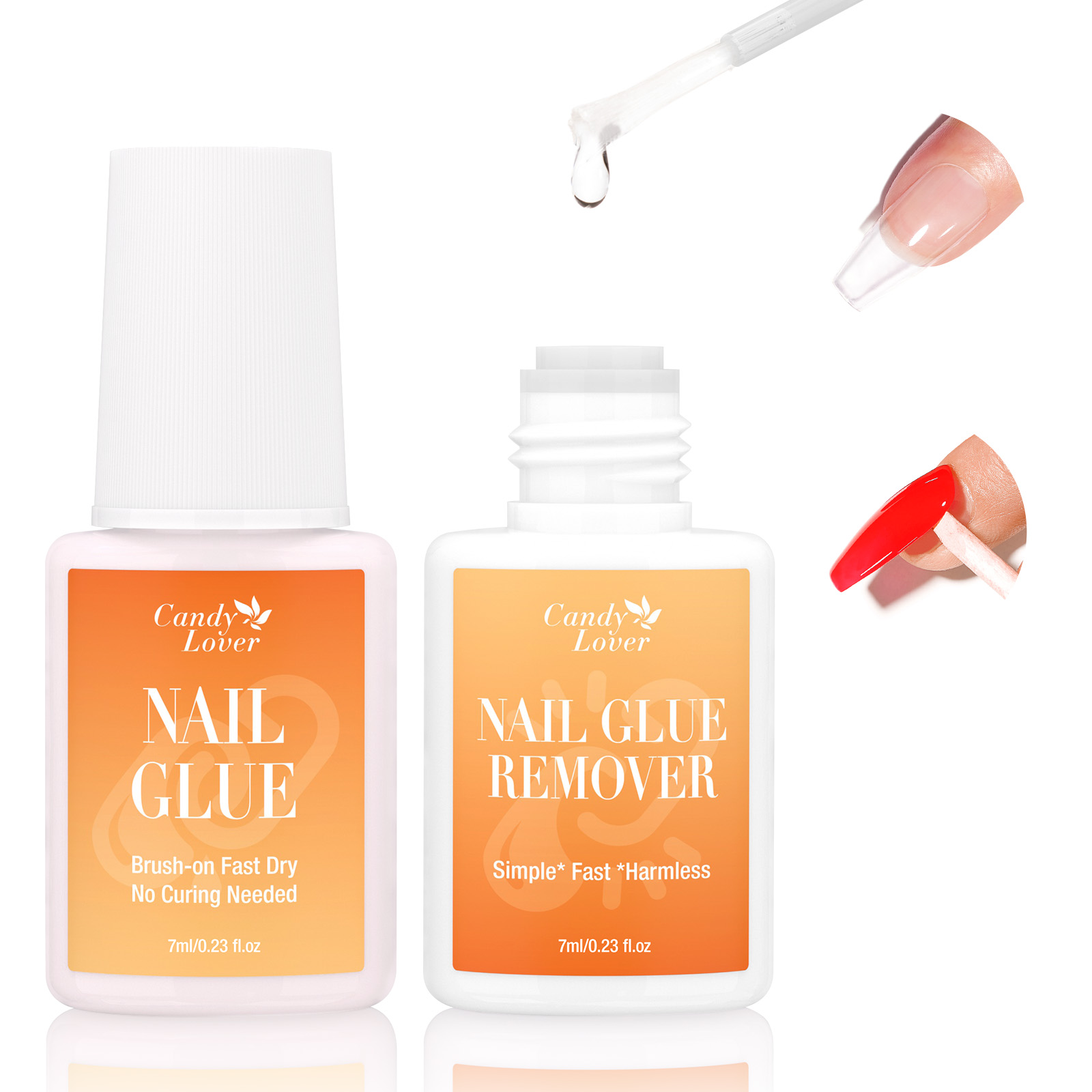 Liquid Uv Glue Kit - ชุดน้ำยาล้างกาวติดเล็บสูตรเข้มข้น ไม่ต้องใช้แสง UV สำหรับเล็บอะคริลิก น้ำยาล้างกาวสำหรับเล็บปลอม ใช้กับเล็บปลอมแบบกดติด