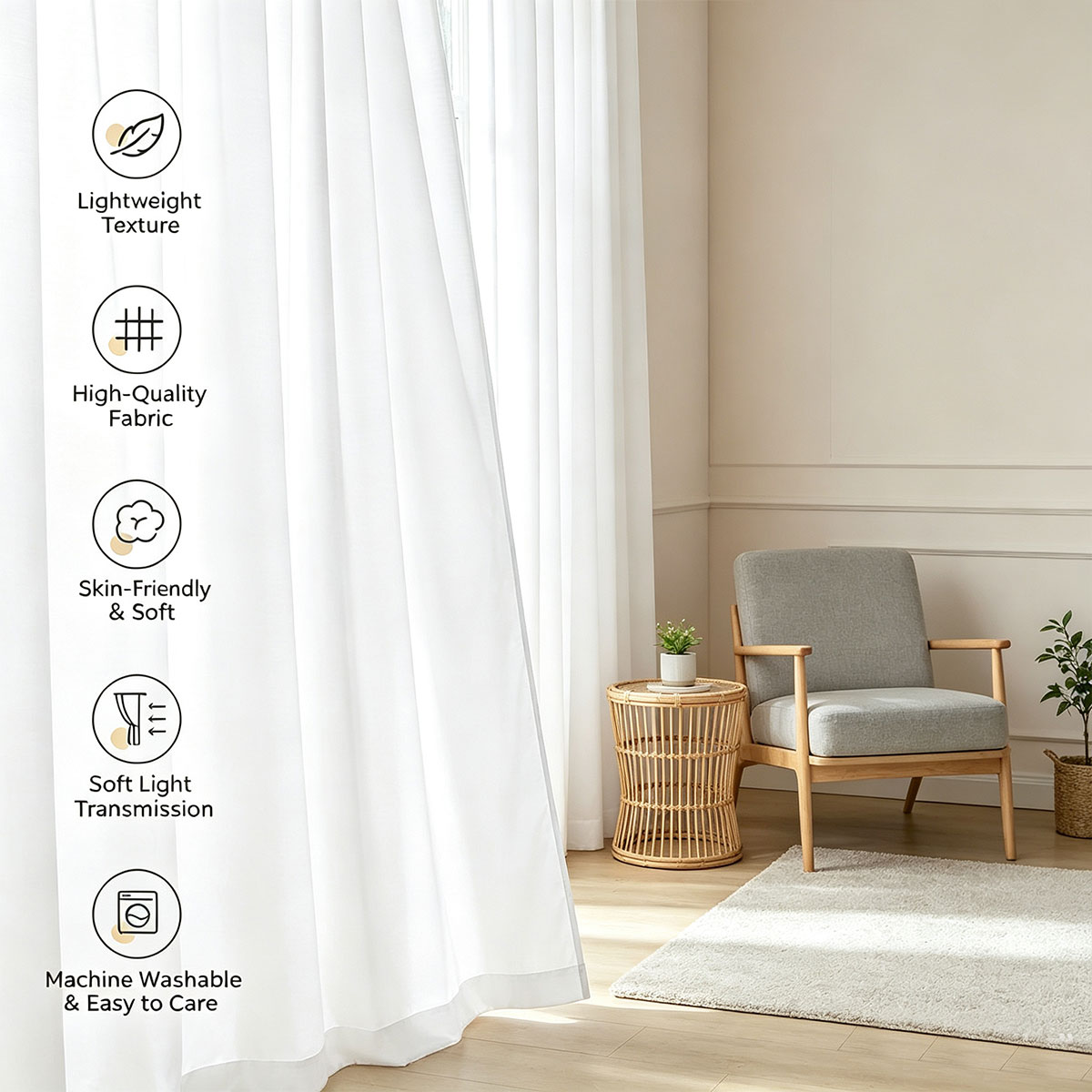ผ้าม่านโปร่งแสงสีขาวแบบรูด 2 ช - Privacy Filter 2Pack บทวิจารณ์และราคา