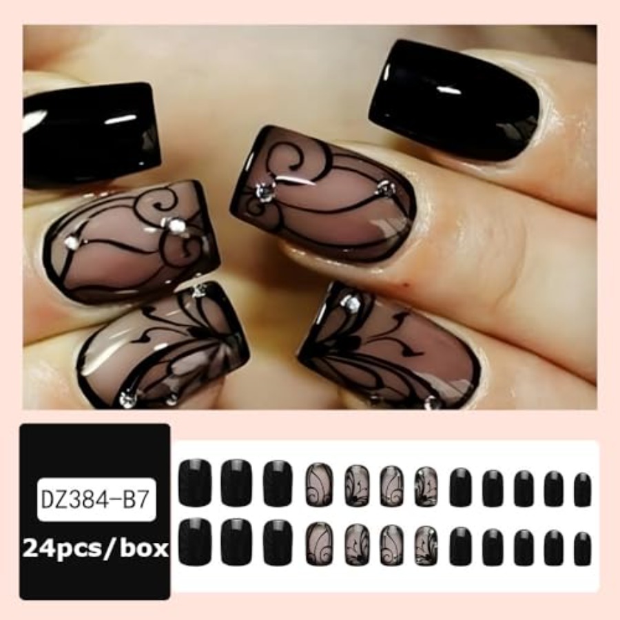 เล็บปลอมแบบกดติดทรงสี่เหลี่ยมส - Full Cover Adhesive บทวิจารณ์และราคา